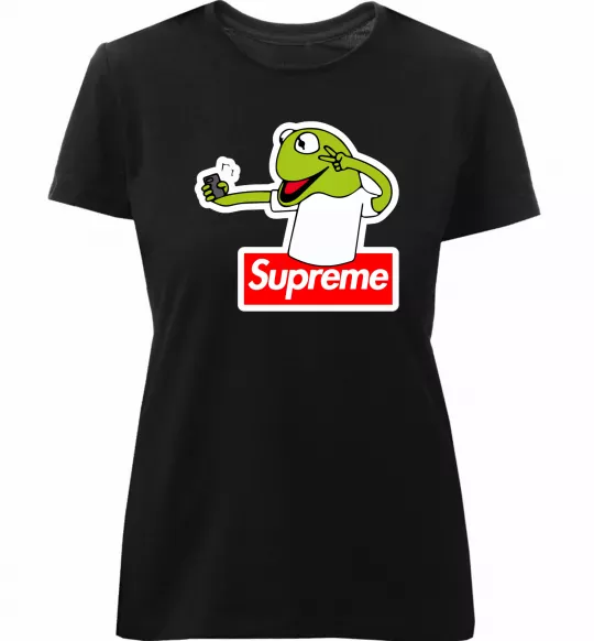 Женская премиум футболка Supreme жаба Черный фото