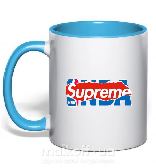 Чашка з кольоровою ручкою Supreme NBA Блакитний фото