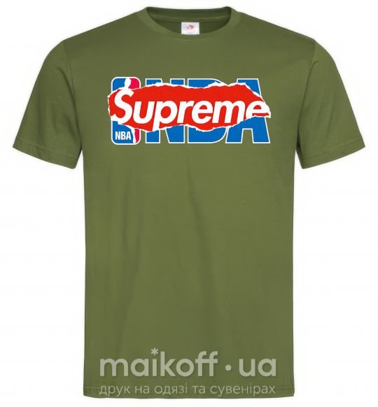 Мужская футболка Supreme NBA Оливковый фото