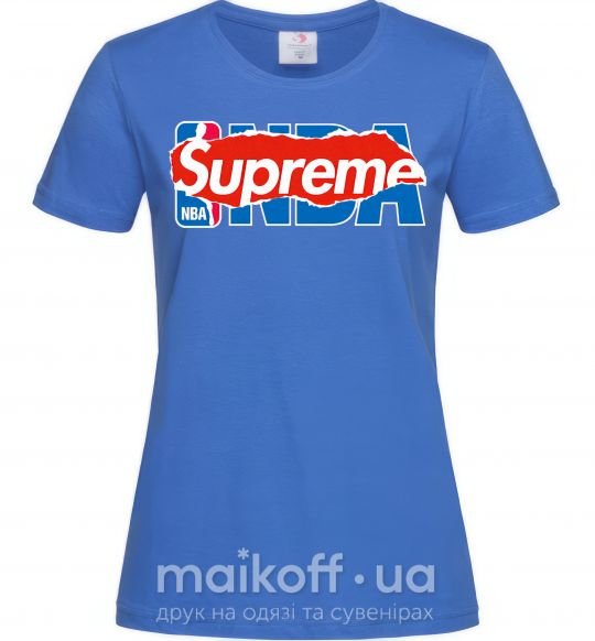 Жіноча футболка Supreme NBA Яскраво-синій фото