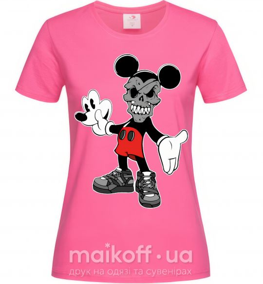 Жіноча футболка Scary Mickey Яскраво-рожевий фото