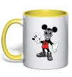 Чашка з кольоровою ручкою Scary Mickey Лимонний фото