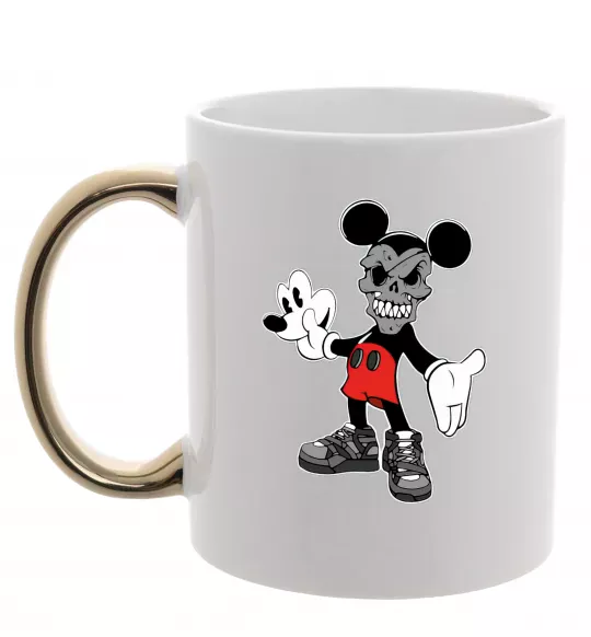 Чашка с цветной ручкой Scary Mickey Золото фото