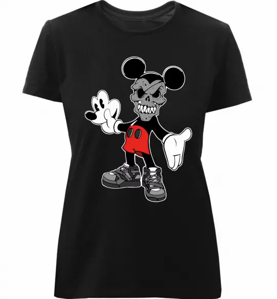 Жіноча преміум футболка Scary Mickey Чорний фото