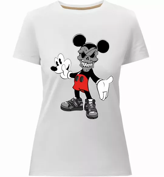 Жіноча преміум футболка Scary Mickey Білий фото