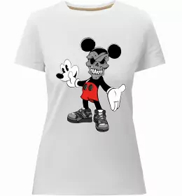 Женская премиум футболка HAPPY MICKEY Белый фото