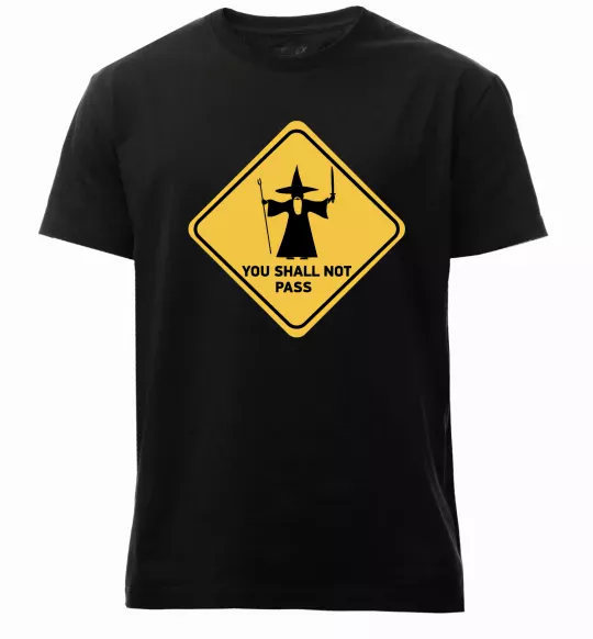 Мужская премиум футболка You shall not pass sign Черный фото