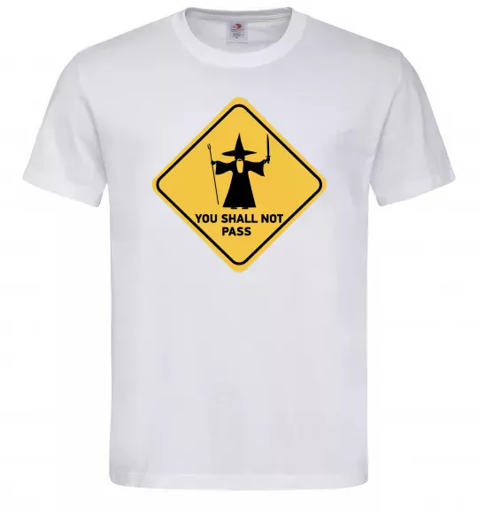 Мужская футболка You shall not pass sign Белый фото