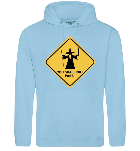 Чоловіча толстовка (худі) You shall not pass sign Блакитний фото