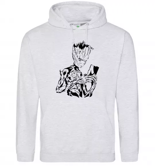 Чоловіча толстовка (худі) Грут та книга Сірий меланж фото