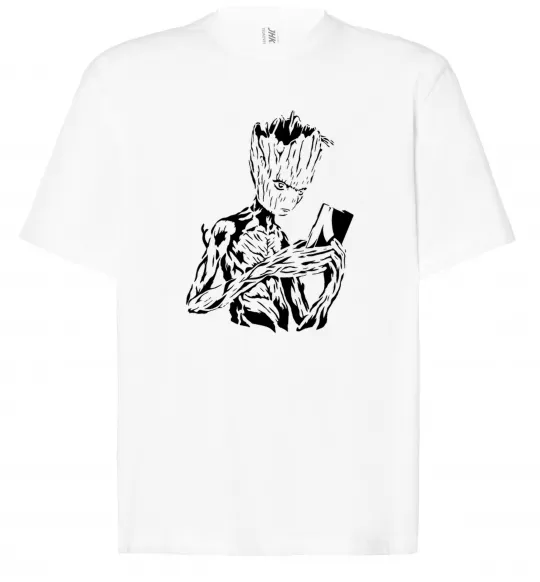 Футболка Оверсайз Грут та книга Белый фото