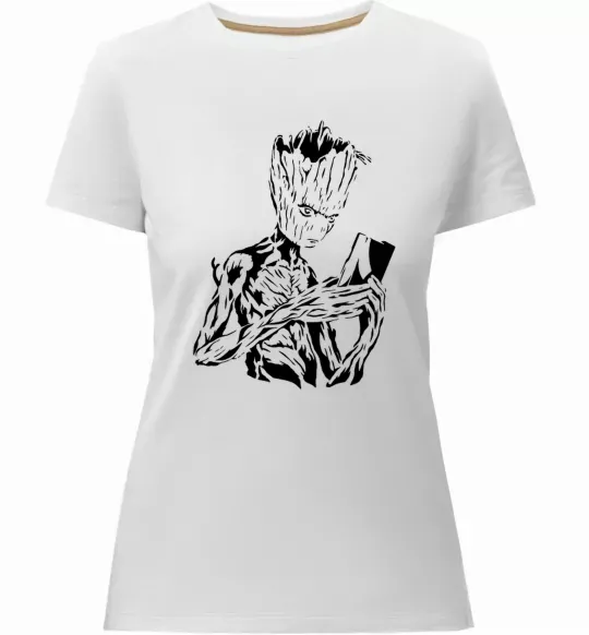 Жіноча преміум футболка Грут та книга Білий фото