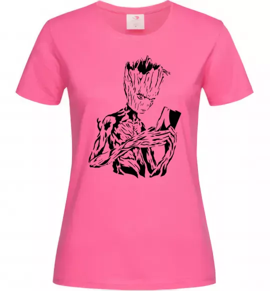 Женская футболка Грут та книга Ярко-розовый фото