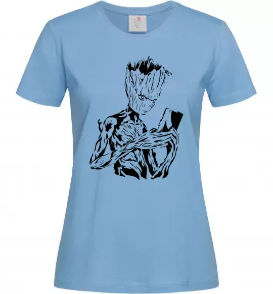 Женская футболка Грут та книга Голубой фото