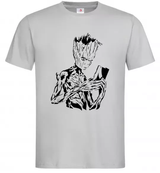 Чоловіча футболка Грут та книга Сірий фото