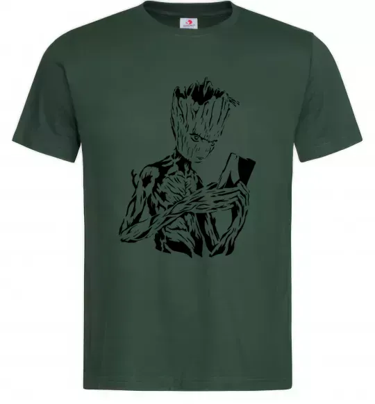 Чоловіча футболка Грут та книга Темно-зелений фото