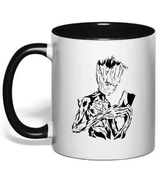 Чашка с цветной ручкой Грут та книга Черный фото