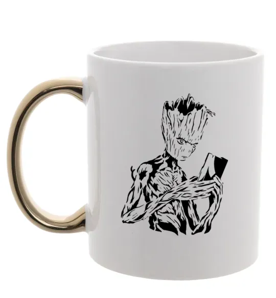 Чашка с цветной ручкой Грут та книга Золото фото