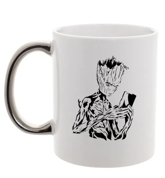 Чашка с цветной ручкой Грут та книга Серебро фото