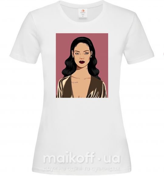 Жіноча футболка Rihanna art Білий фото