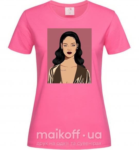 Жіноча футболка Rihanna art Яскраво-рожевий фото
