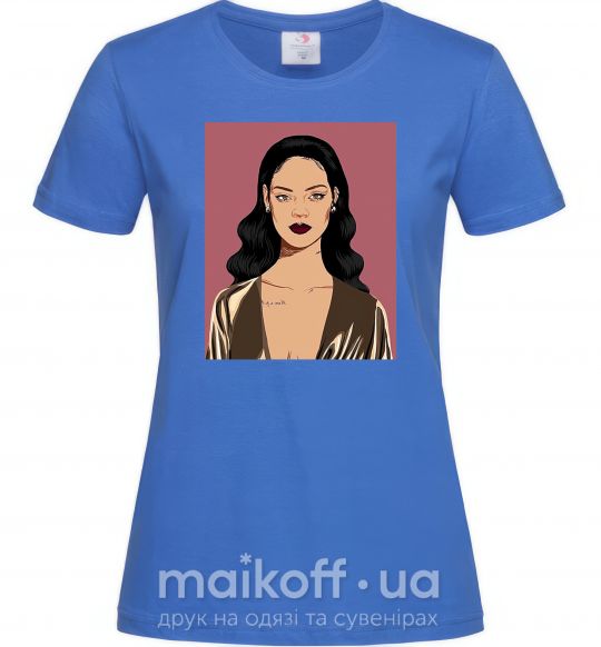 Жіноча футболка Rihanna art Яскраво-синій фото