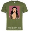 Чоловіча футболка Rihanna art Оливковий фото