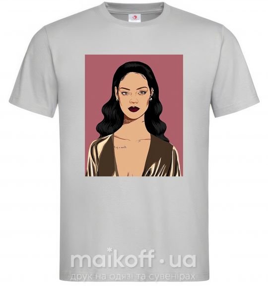 Чоловіча футболка Rihanna art Сірий фото