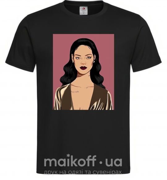 Чоловіча футболка Rihanna art Чорний фото