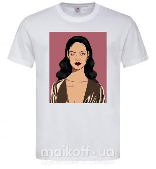 Чоловіча футболка Rihanna art Білий фото