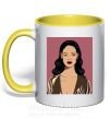 Чашка с цветной ручкой Rihanna art Солнечно желтый фото