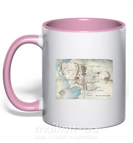 Чашка з кольоровою ручкою Середзем'я Ніжно рожевий фото