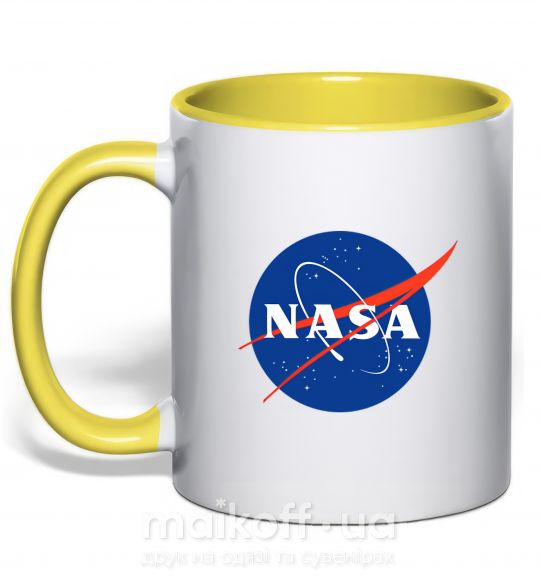 Чашка з кольоровою ручкою NASA logo Сонячно жовтий фото