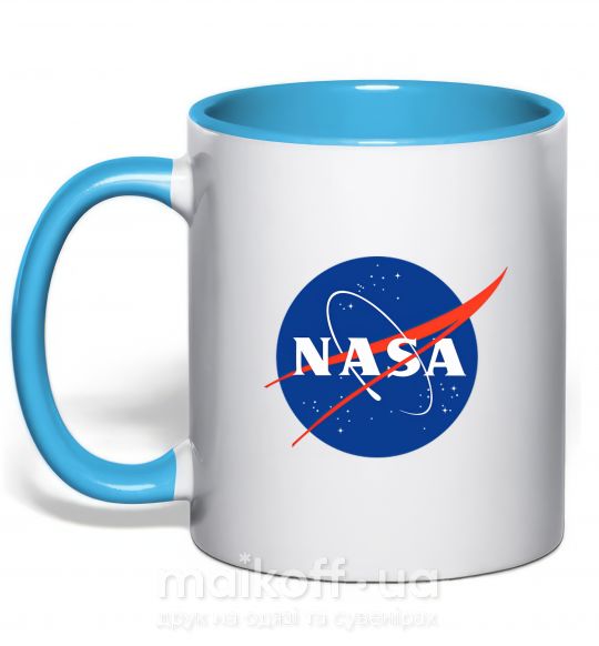 Чашка с цветной ручкой NASA logo Голубой фото