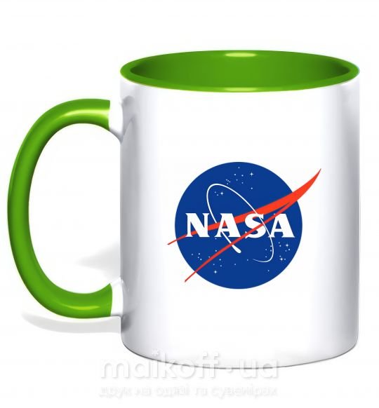 Чашка з кольоровою ручкою NASA logo Зелений фото