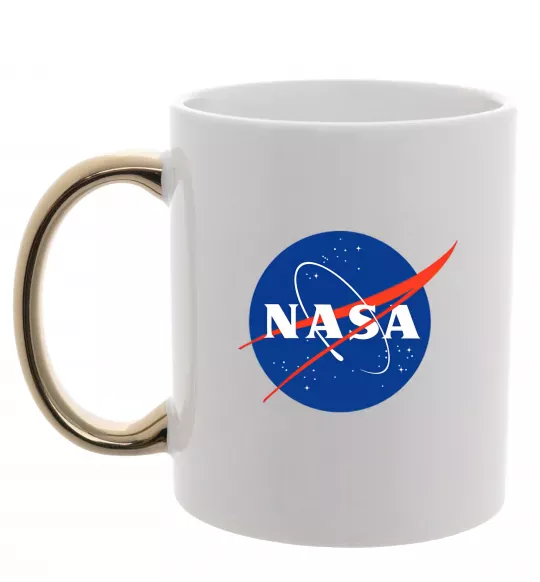 Чашка с цветной ручкой NASA logo Золото фото