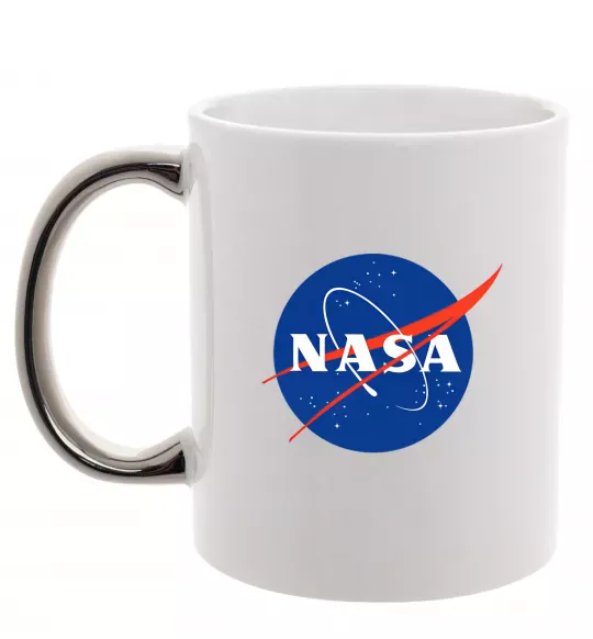 Чашка с цветной ручкой NASA logo Серебро фото