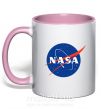Чашка з кольоровою ручкою NASA logo Ніжно рожевий фото