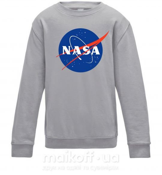 Детский Свитшот NASA logo Серый меланж фото