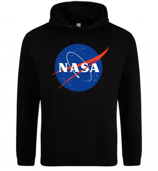 Мужская толстовка (худи) NASA logo Черный фото