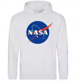 Женская толстовка (худи) NASA logo Серый меланж фото