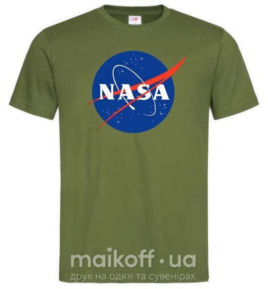 Мужская футболка NASA logo Оливковый фото