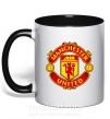 Чашка з кольоровою ручкою Manchester United logo Чорний фото