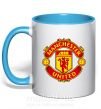 Чашка з кольоровою ручкою Manchester United logo Блакитний фото