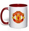 Чашка з кольоровою ручкою Manchester United logo Червоний фото