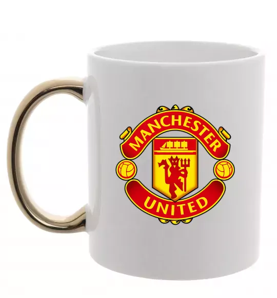 Чашка з кольоровою ручкою Manchester United logo Золото фото