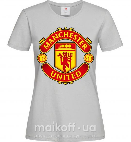 Жіноча футболка Manchester United logo Сірий фото