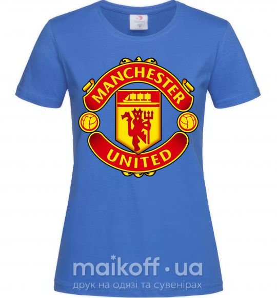 Женская футболка Manchester United logo Ярко-синий фото