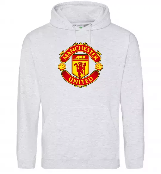 Мужская толстовка (худи) Manchester United logo Серый меланж фото