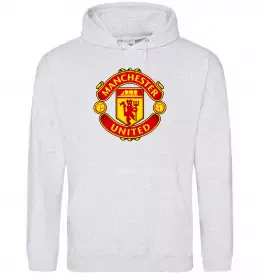 Мужская толстовка (худи) Manchester United logo Серый меланж фото